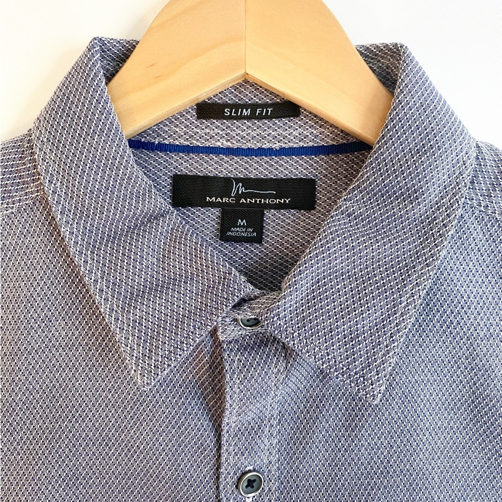 Marc Anthony Short Sleeve Button Front Shirt Men’s Medium Textured Gray